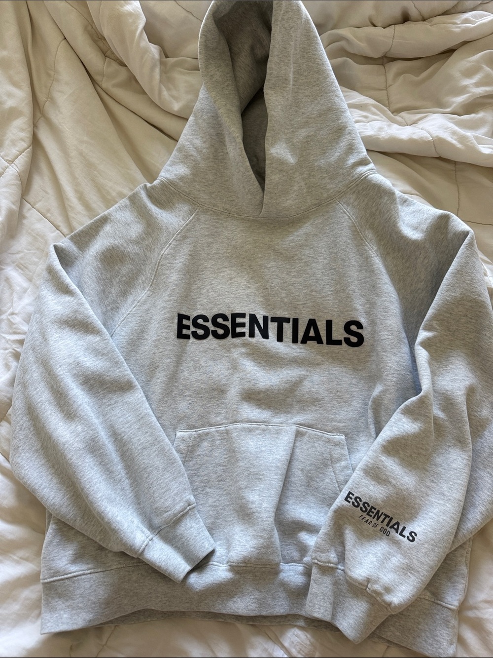 Essentials Light Gray Logo Hoodie